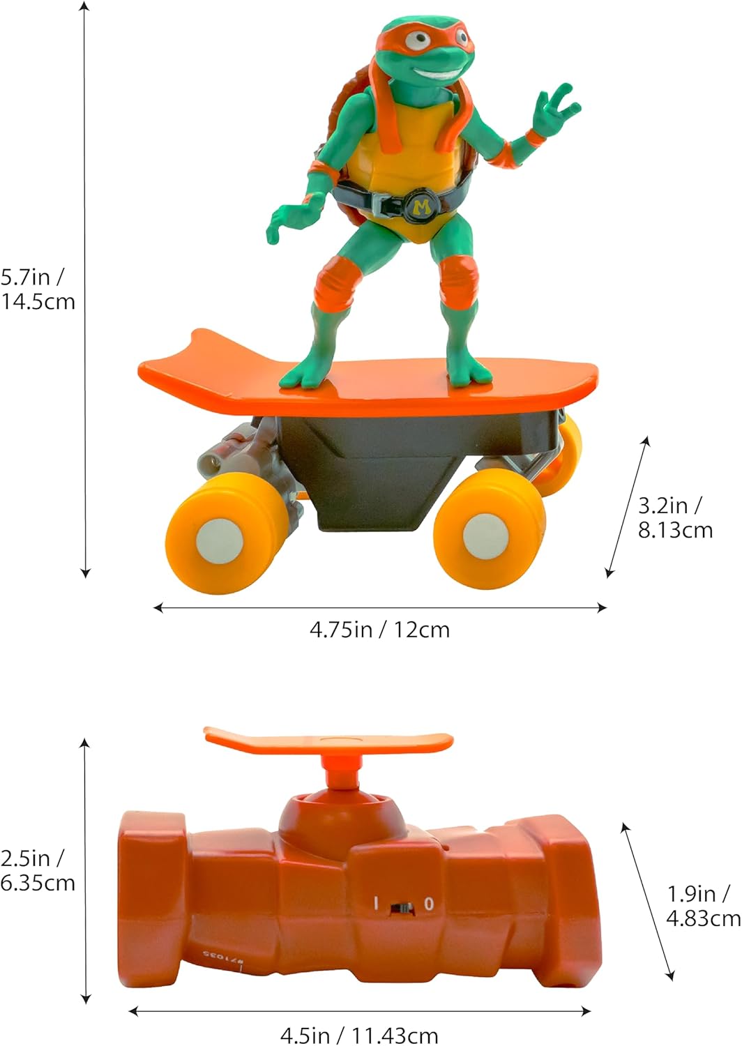 Michelangelo Half Pipe RC Tortugas Ninja | Monopatín Radiocontrol TMNT +5 Años - Imagen 4