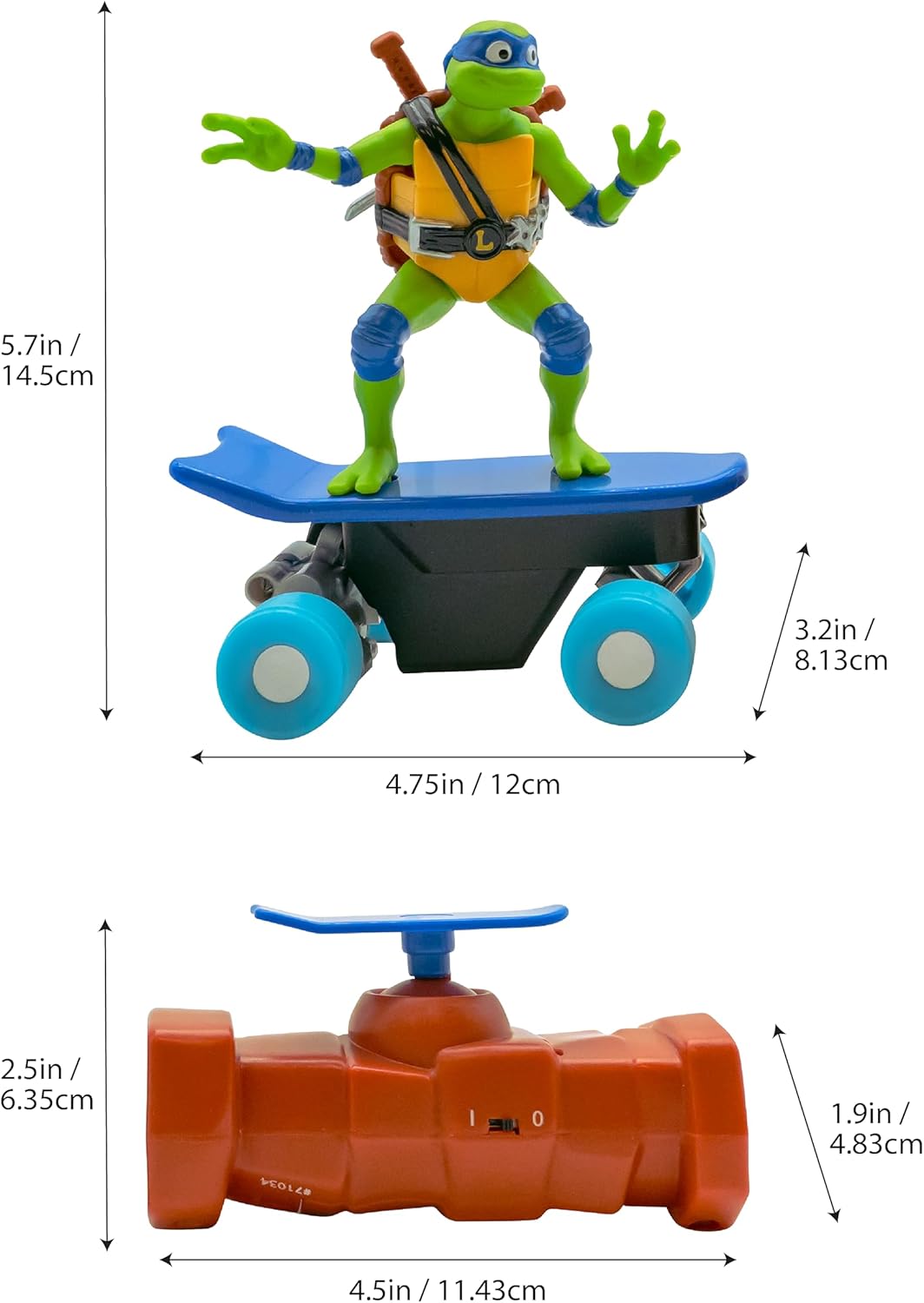 Leonardo Half Pipe RC Tortugas Ninja | Monopatín Radiocontrol TMNT +5 Años - Imagen 6
