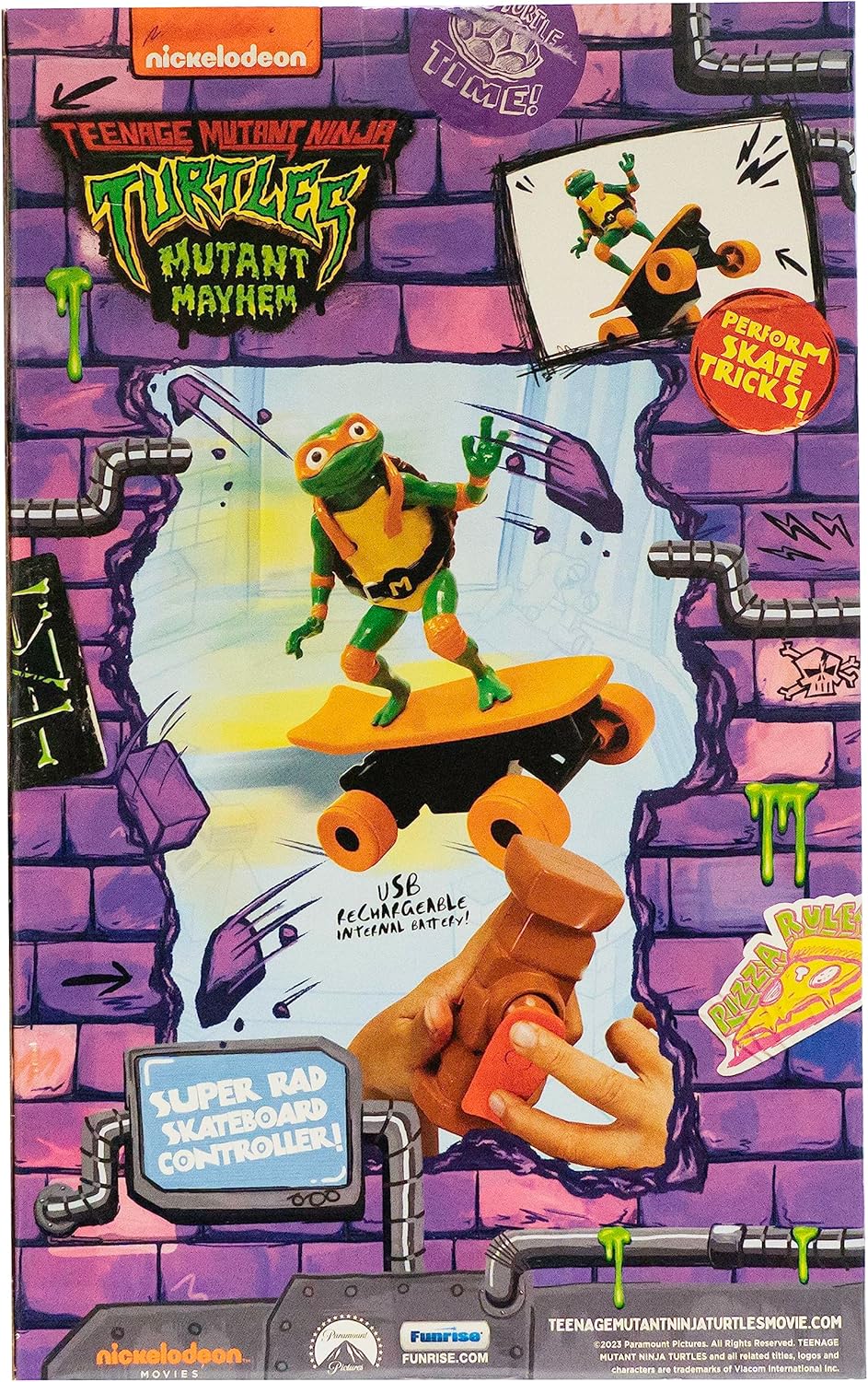Michelangelo Half Pipe RC Tortugas Ninja | Monopatín Radiocontrol TMNT +5 Años - Imagen 2