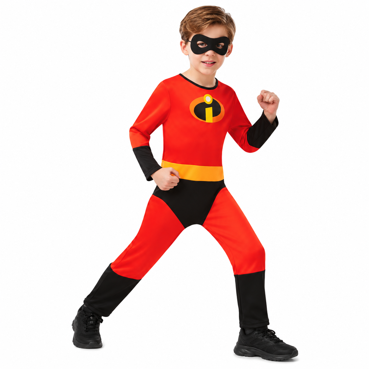 Disfraz Dash Los Increíbles infantil Classic rojo y negro disponible en tallas S M y L.
