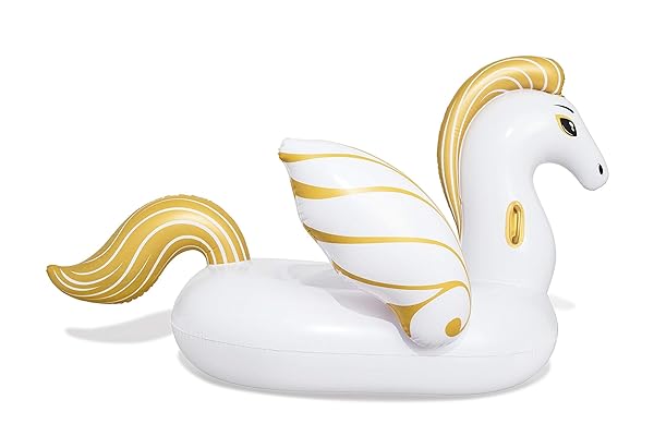 Pegaso Hinchable Luxury Bestway | Colchoneta Gigante Blanca y Dorada - Imagen 5