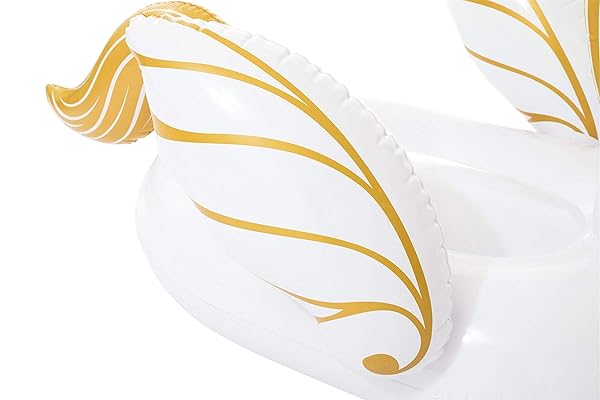 Pegaso Hinchable Luxury Bestway | Colchoneta Gigante Blanca y Dorada - Imagen 6