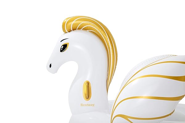 Pegaso Hinchable Luxury Bestway | Colchoneta Gigante Blanca y Dorada - Imagen 8