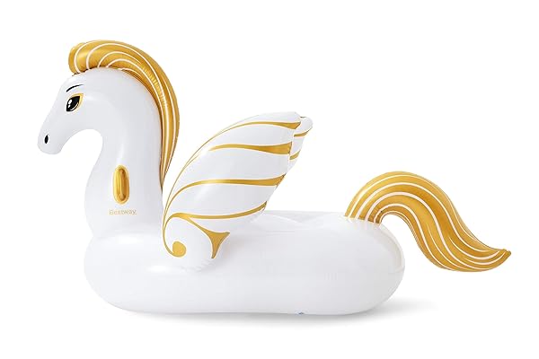 Pegaso Hinchable Luxury Bestway | Colchoneta Gigante Blanca y Dorada - Imagen 10