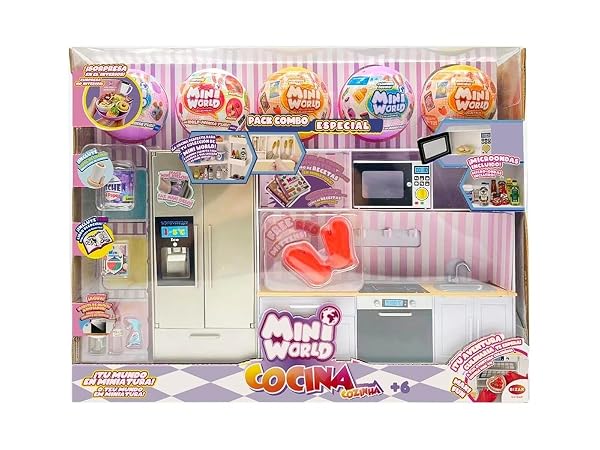 Mini World Playset Cocina Bizak con electrodomésticos en miniatura y 5 bolas sorpresa