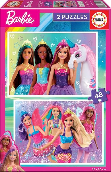 Puzzle Barbie Educa 2x48 piezas con dos puzzles infantiles de Barbie