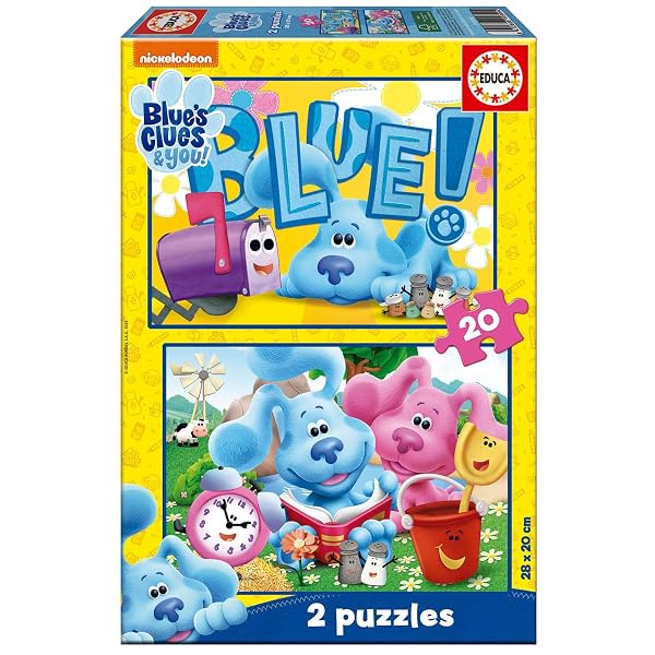 Puzzle Las Pistas de Blue Educa 2x20 piezas con Blue y sus amigos.