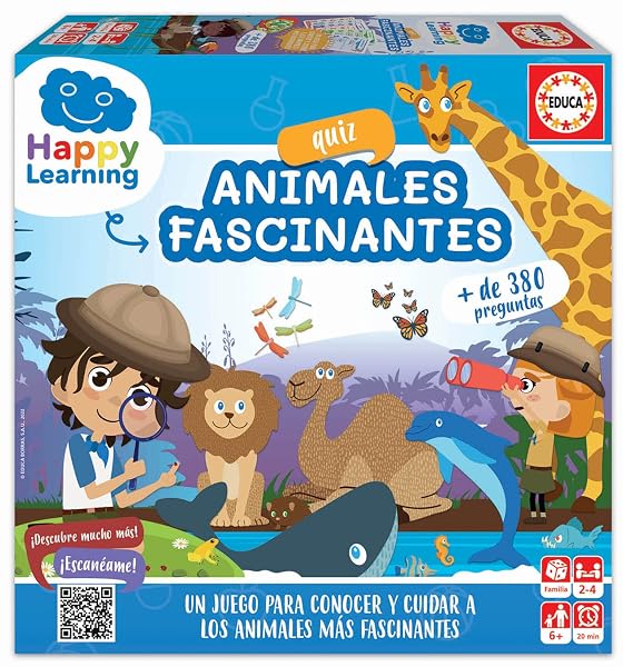 Educa Quiz Animales Fascinantes Happy Learning juego de mesa 380 preguntas