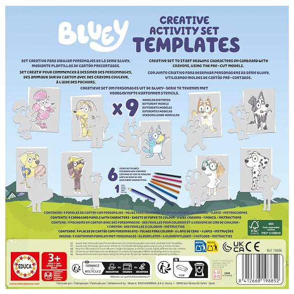 Bluey Set Creativo de Plantillas Educa | Dibujar y Colorear - Imagen 3