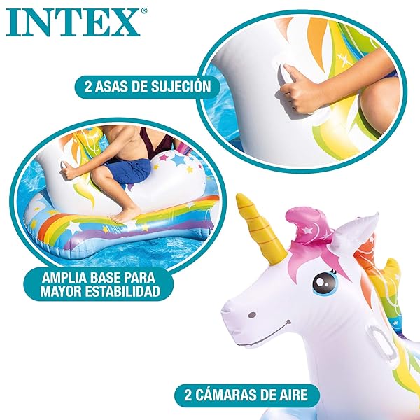 Flotador Unicornio Intex para Niños | Colchoneta Hinchable Infantil con Asas - Imagen 4