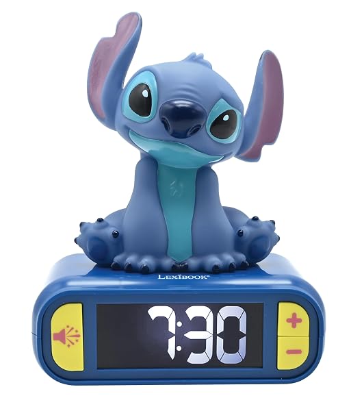 Despertador Stitch digital 3D Lexibook con pantalla LCD y luz nocturna