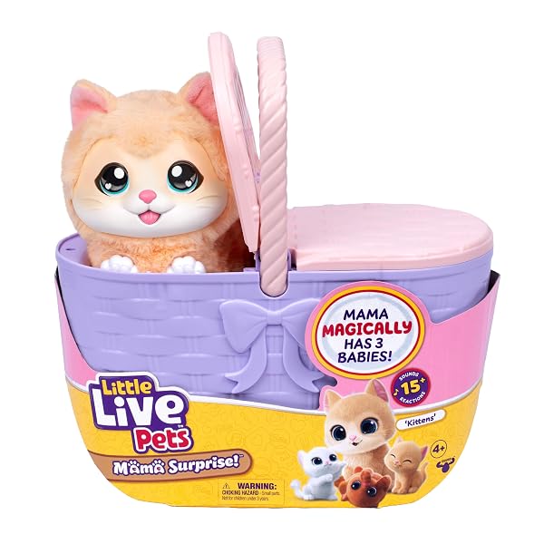 Little Live Pets Mama Surprise Kitty mamá gata interactiva con tres gatitos sorpresa