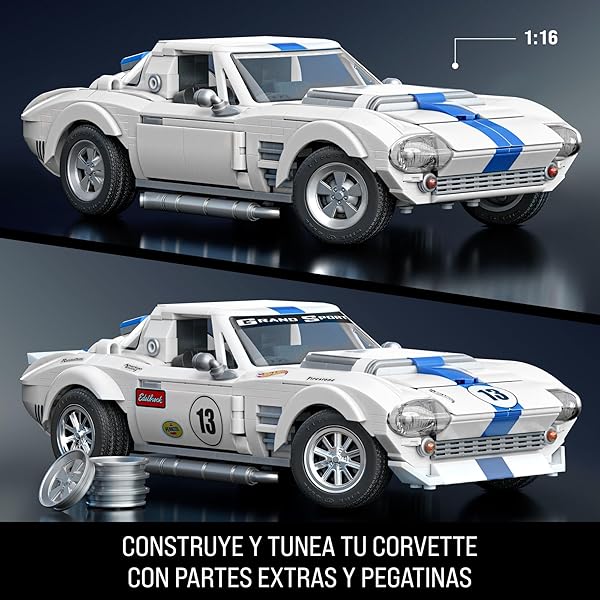 Hot Wheels Corvette Grand Sport 918 Piezas | Coche de Construcción Mattel - Imagen 4
