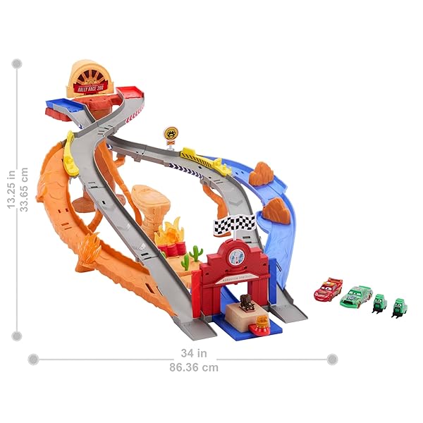Circuito Cars Radiador Springs con Rayo McQueen y Chick Hicks Mattel - Imagen 4