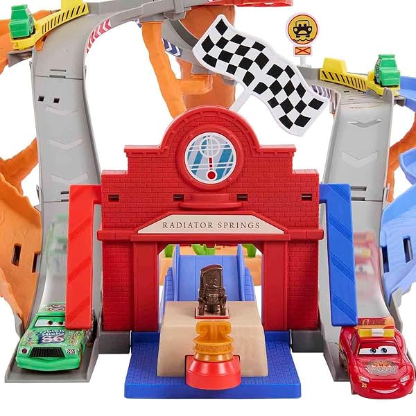 Circuito Cars Radiador Springs con Rayo McQueen y Chick Hicks Mattel - Imagen 6