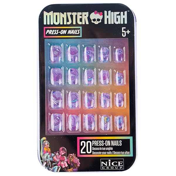 Nice Group - Monster High Press-on Nails, Kit de Decoraciones Adhesivas para Uñas, 1 Blíster Sorpresa - Imagen 4