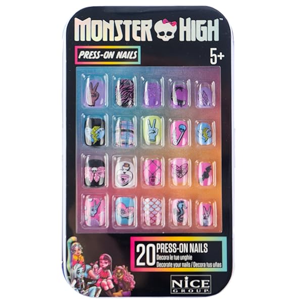 Nice Group - Monster High Press-on Nails, Kit de Decoraciones Adhesivas para Uñas, 1 Blíster Sorpresa - Imagen 5