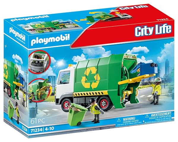 PLAYMOBIL City Life 71234 camión de reciclaje con dos figuras y contenedores