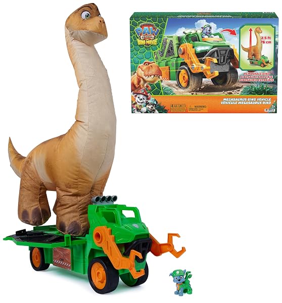 Patrulla Canina Dino Rescue Rocky con dinosaurio estegosaurio verde y figura sorpresa