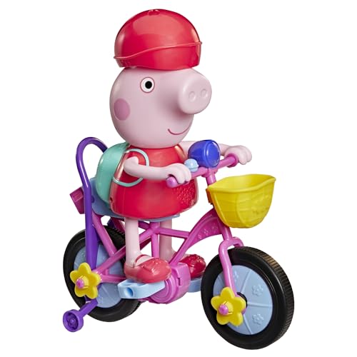 Peppa Pig Pedaleando con Peppa figura interactiva Hasbro con bicicleta y casco
