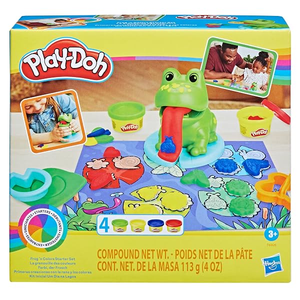 Play-Doh Primeras Creaciones Rana F6926 con cuatro botes de plastilina, moldes y accesorios.