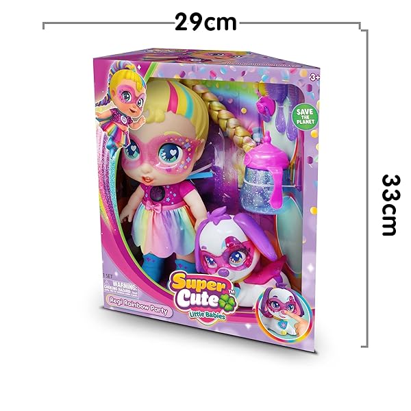 Super Cute Little Babies Regi Muñeca Rainbow Party con Mascota Snowball - Imagen 6