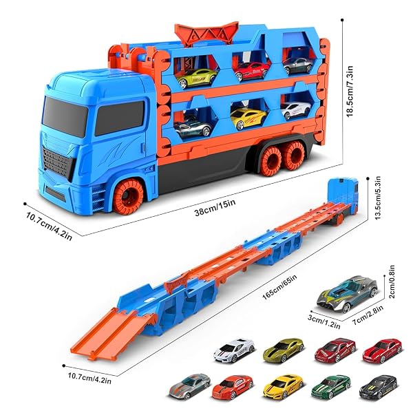 VATOS Camión Transportador con Pista de Carreras y 6 Coches - Imagen 7